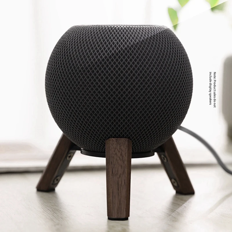 Real Wood Stand for Homepod Mini Wooden Holder Tripod with Metal Frame Home Pod Mini Speaker Well