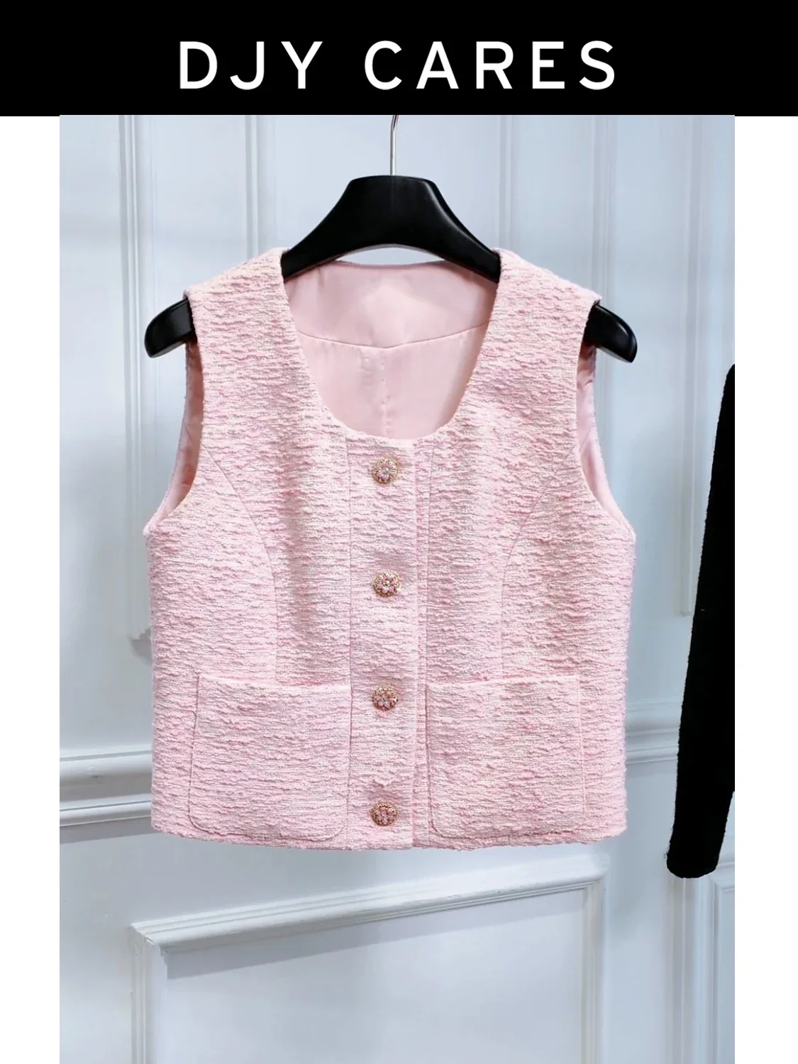

New Sleeveless pocket sweet square neck thin vest big size