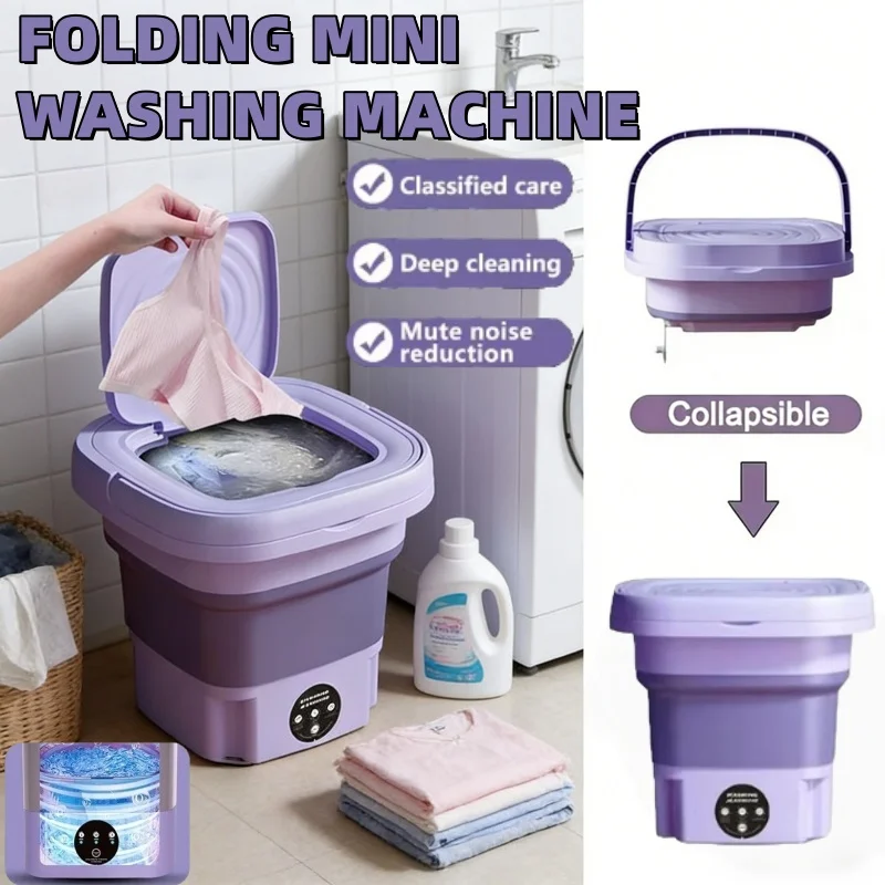 

8L Portable Folding Washing Machine Bucket for Clothes Socks Underwear Cleaning Washer Portable Small Travel Washing Machine