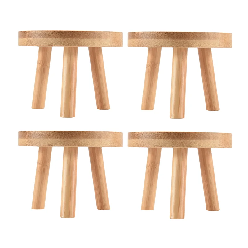 AT63-4X نبات خشبي حامل اناء للزهور قاعدة حامل البراز مقعد مرتفع شرفة عصاري زهرة مستديرة الجرف للداخلية في الهواء الطلق #3