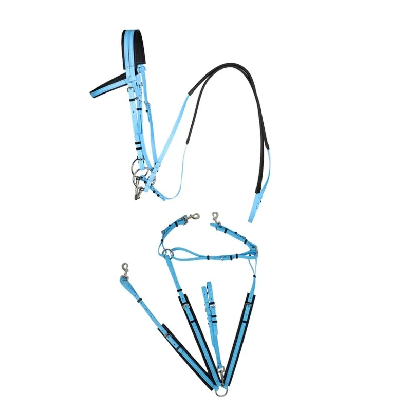 PVC Endurance Bridle & Reins with Horse Bit, Adjustable Halter for Full & Pony Size, Equestrian Tack