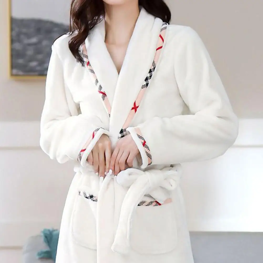 Thick Lounge Robe Women\'s Velvet Bathrobe Plush Hooded Robe Luxury Fluffy Warm Autumn Winter Nightgown Robe Sleepwear