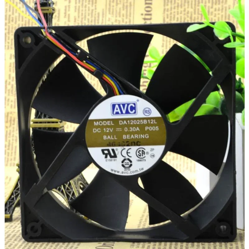 New CPU Fan for AVC DA12025B12LP005 12V 0.3A PWM Cooling Fan 12cm 12025 120*120*25MM