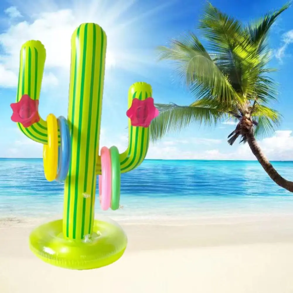 PVC inflável cactus anel jogar jogo flutuante jogando cactus inflável flutuante jogar jogo anel de natação interativo