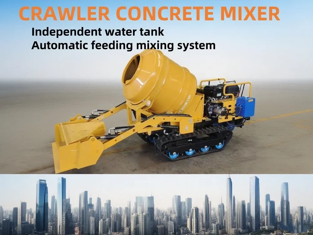 Mini Crawler Concrete Mixer Truck EU5 EPA4 1000L Diesel Engine Motor Gearbox High Efficiency Construction Equipment view 6