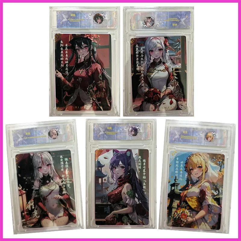 

Anime Goddess Story Toys for boys Rare Limited Refraction Collectible Card Hu Tao Shenhe Ningguang Keqing Yoimiya Birthday Gift