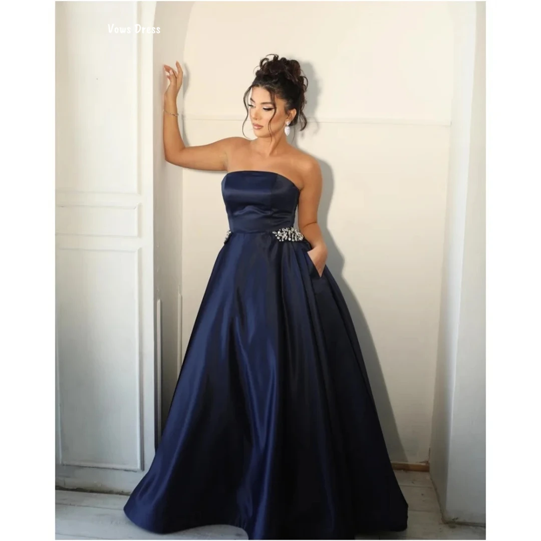 Vows robes de soirée noires femme robes d'invité de mariage élégantes pour les Occasions spéciales sur mesure bustier tubulaire ligne une robes de bal