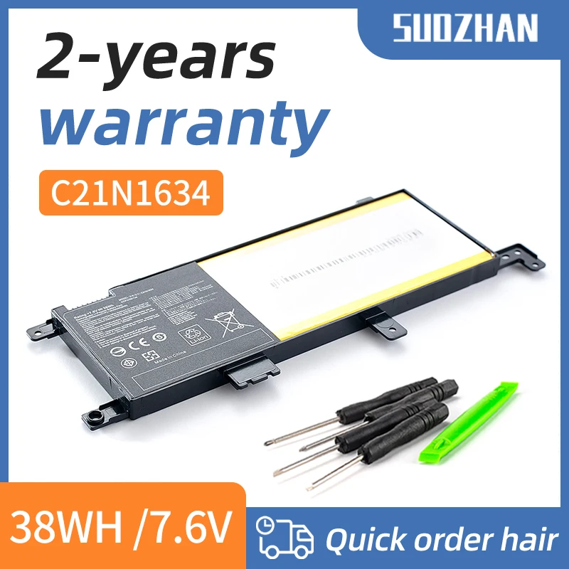 

SUOZHAN C21N1634 Laptop Battery for ASUS A580U X580U X580B A542U R542U R542UR X542U V587U FL5900L FL8000U 7.6V 38WH