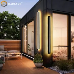 Modern outdoor long LED wall lamp waterproof IP65 black courtyard lamp villa balcony decoration outdoor lighting AC85-265v