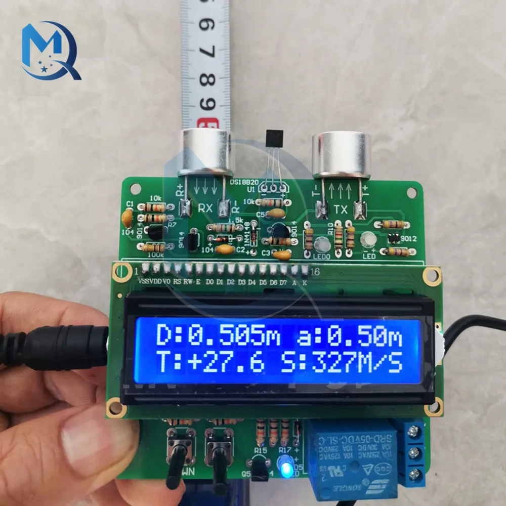 51 Single-chip Ultrasonic Rangefinder Module DIY DC 4.5V/5.5V LCD Display Measure Distance Alarm Distance Can Be Set 3CM-150CM