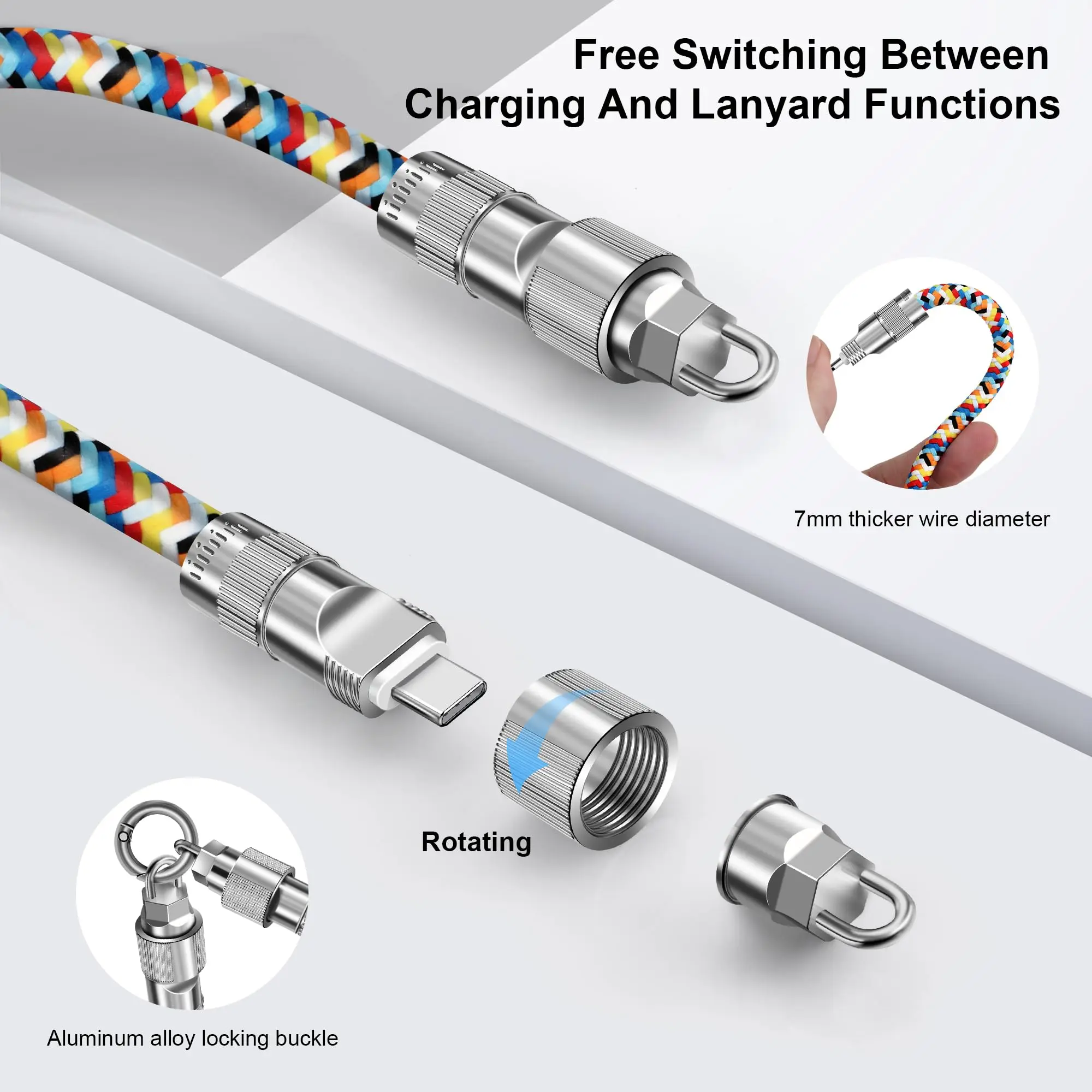 Draagbare oplaadkabel voor mobiele telefoon Lanyard voor mobiele telefoon 2-in-1 Lanyard Dual Purpose Crossbody Strap Oplaadkabel iPhone TypeC