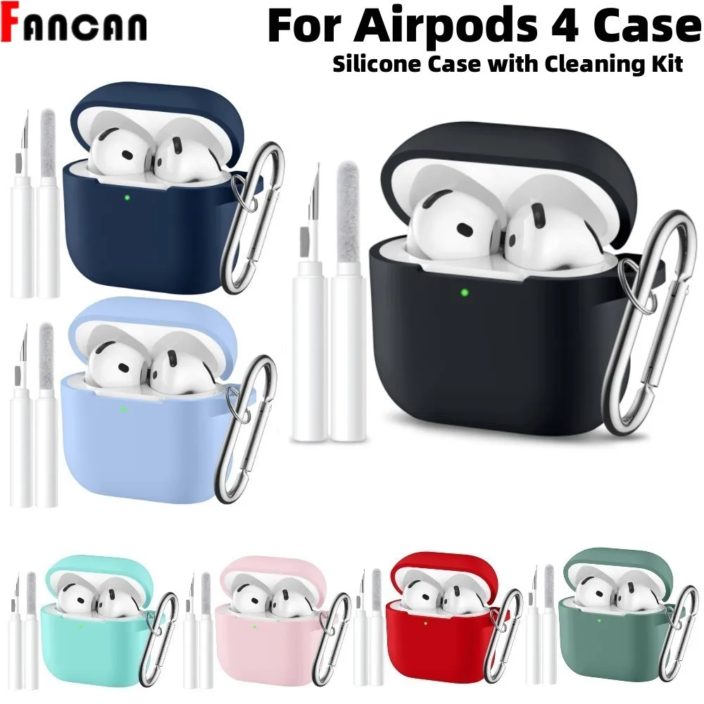2024 New for Airpods 4 Earphone Case Silicone Protective Cover with Cleaning Kit for Airpods 4 Wireless Bluetooth Case Cover