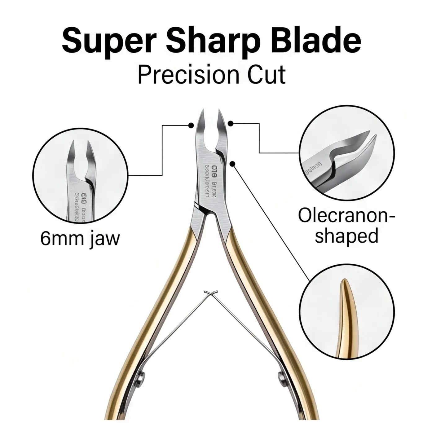 Precision Cuticle Nipper in Light Beige – Stainless Steel, Use for Fingernail Manicure & Pedicure