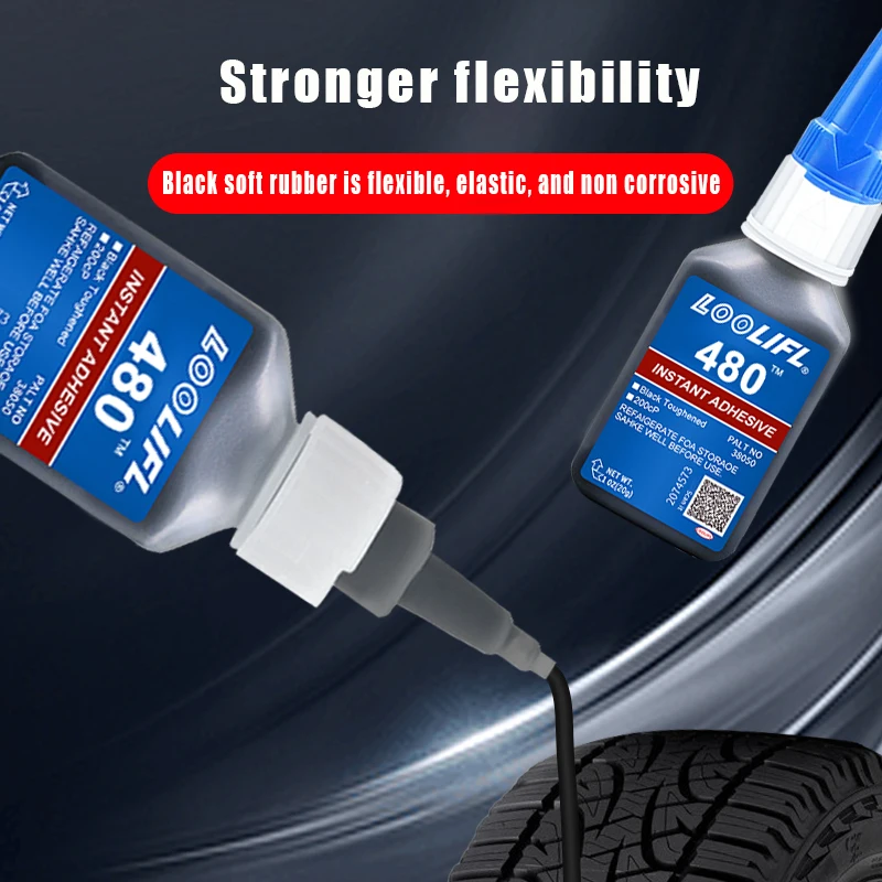 380 غراء إصلاح الإطارات الأسود - رابطة قوية لإطارات المطاط ، مقاومة للماء ومقاومة للارتداء ، سهلة الاستخدام للسيارات ، ثقوب إطارات الدراجات