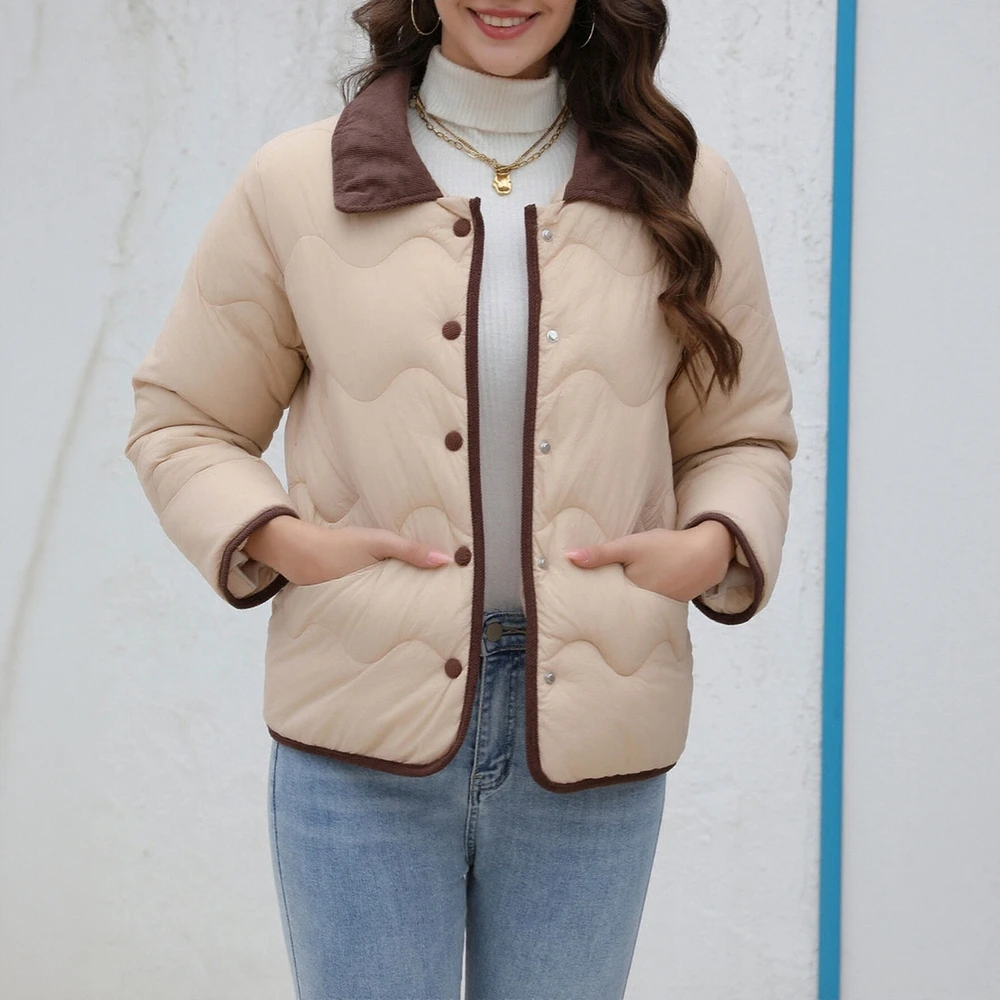 

Женская куртка на хлопковой подкладке, независимая станция, маленький ароматный стиль, весенне-осеннее модное тонкое пальто