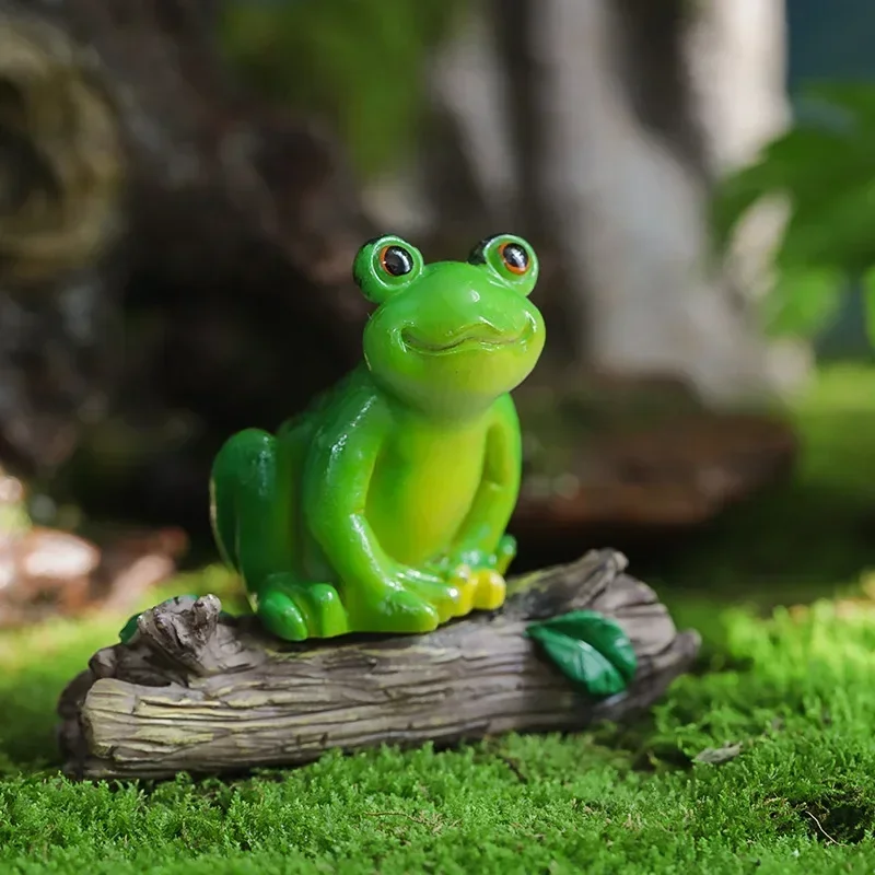 Kawaii Cartoon Frogs Artificial Resin Green Frog Figurines DIY Micro-landscape Garden Flowerpot Decorations