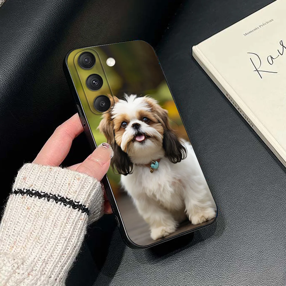 حافظة هاتف Pet Shih Tzu Dog لهاتف سامسونج جالاكسي S25، S24، S21، S22، S23، S30، Ultra، S20، Plus، Fe، Lite، Note، 10,9,5G غطاء أسود
