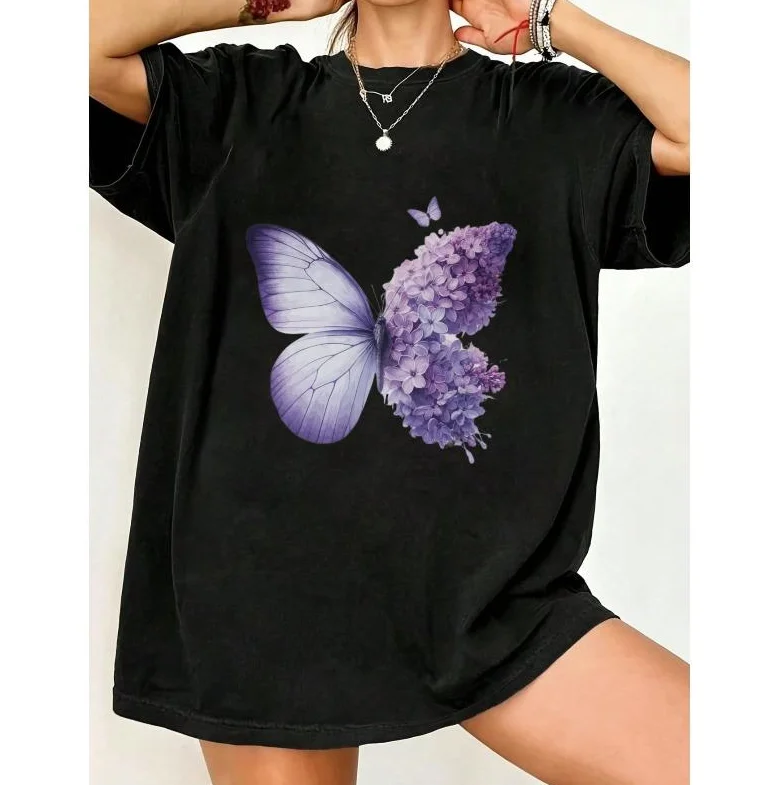 Gothic Skeleton Flamingo Rose Short-sleeved Printed T-shirt Top Unisex Dark Romantic Floral Skull Graphic Casual Streetwear Y2k
