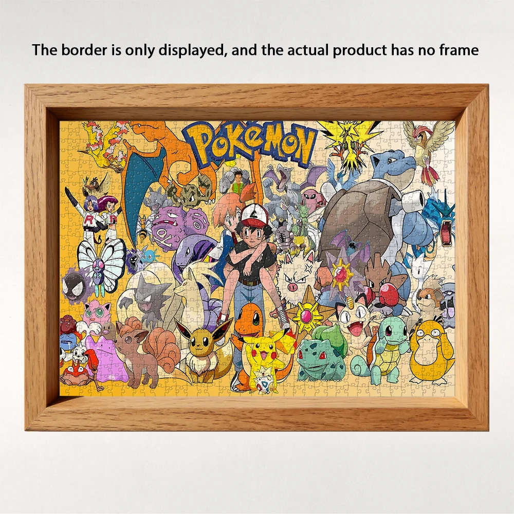 Drewniana układanka z motywem Pokemon Pikachu - zabawka edukacyjna w różnych rozmiarach: 108/200/300/500/1000 elementów.