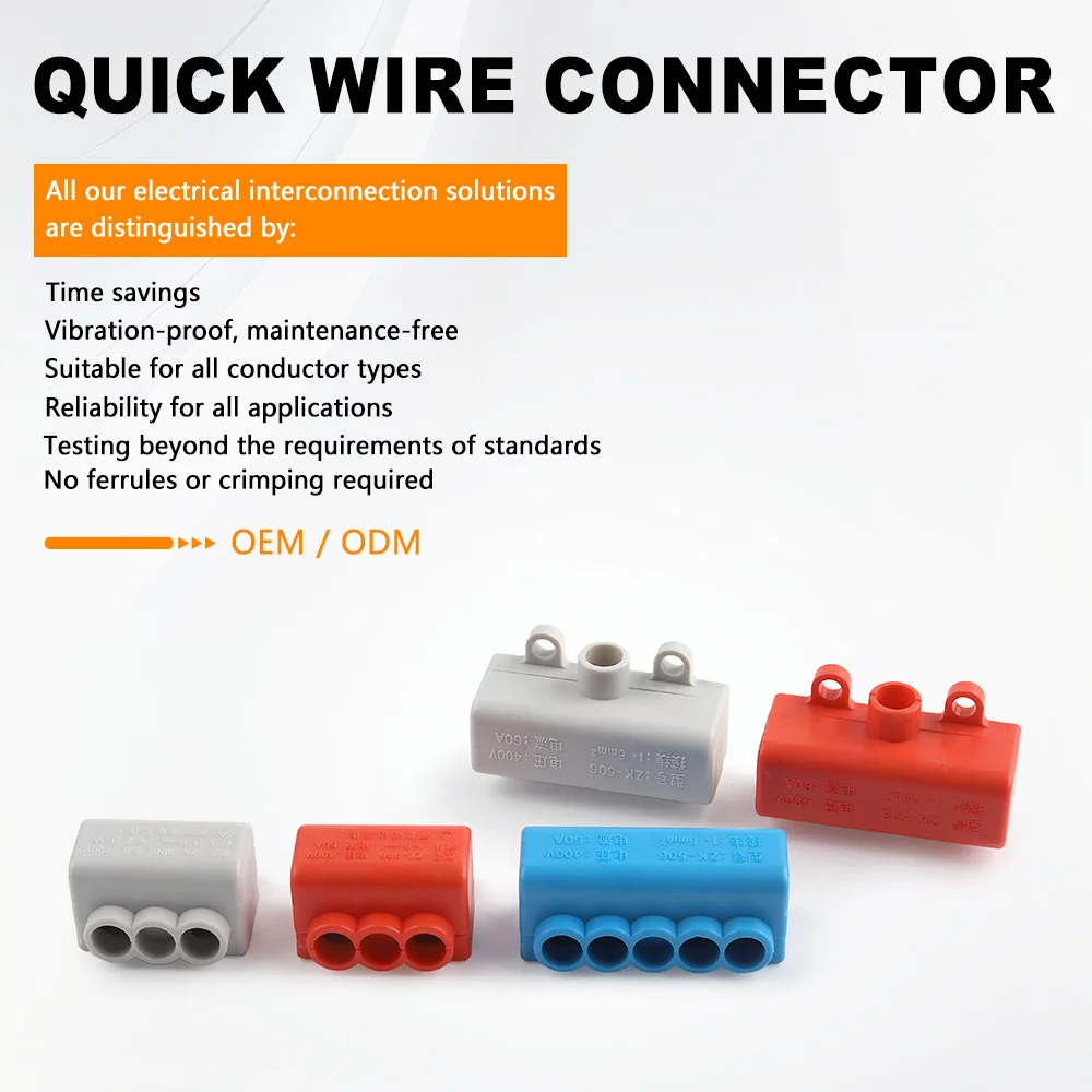 5PCS Wiring Terminal 1 In Multiple Out Universal High Power Electrical Conductor Wire Connector Compact Splitter With Fixed Hole