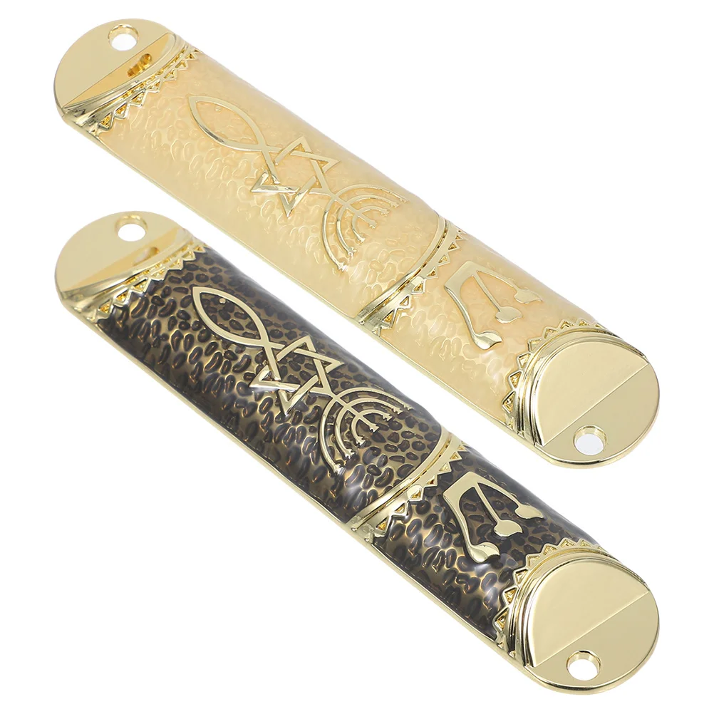 

2 Sets Zinc Alloy Mezuzah Scroll Kosher Jewish Door Blessing Hanukkah Home Decor Judaica Wall Decoration Hebrew Wall Decor
