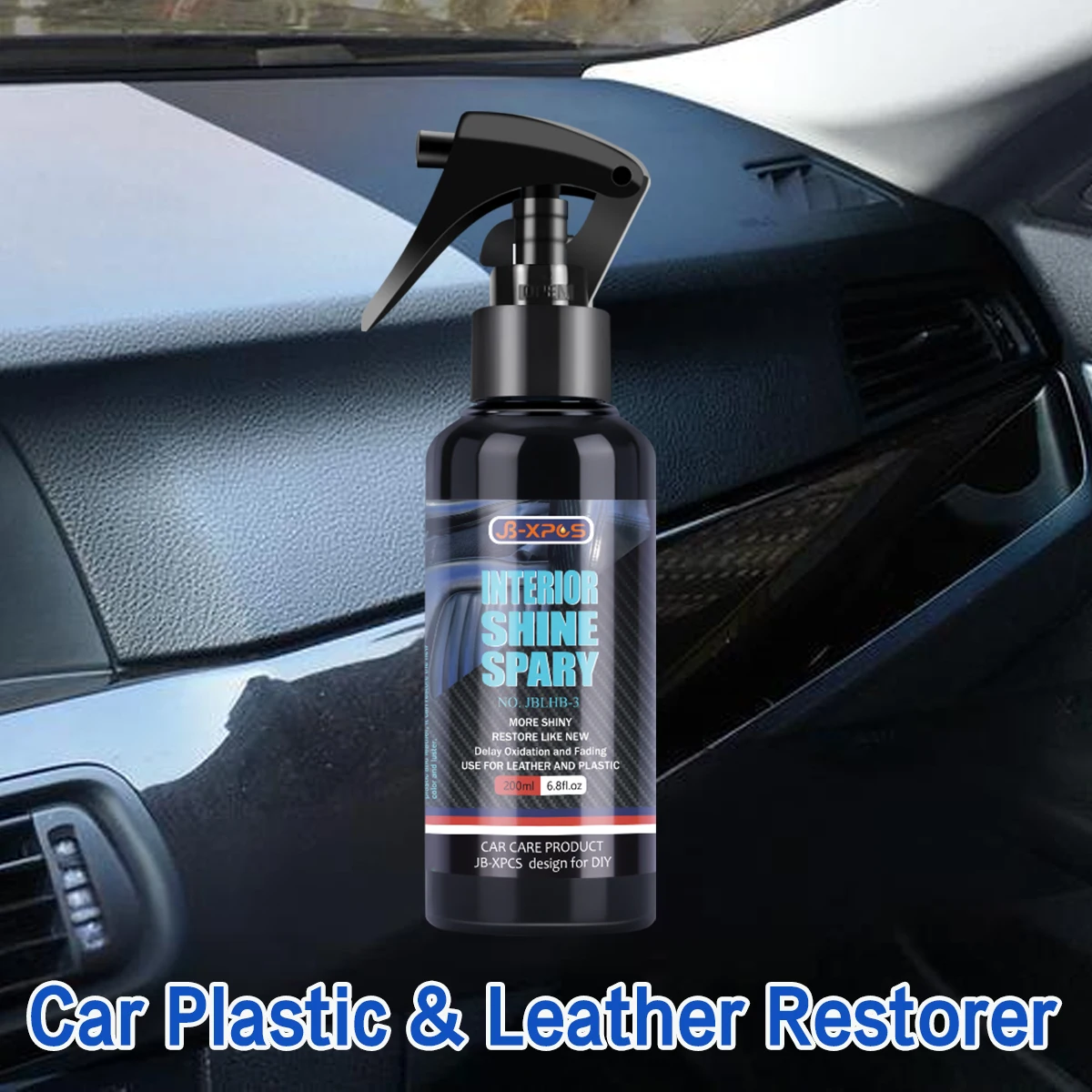 مرمم البلاستيك والجلد للسيارة، بخاخ منظف داخلي أكثر تألقًا مرة أخرى إلى تلميع السيارات السوداء ومجدد طلاء الإصلاح LHB-3 #1