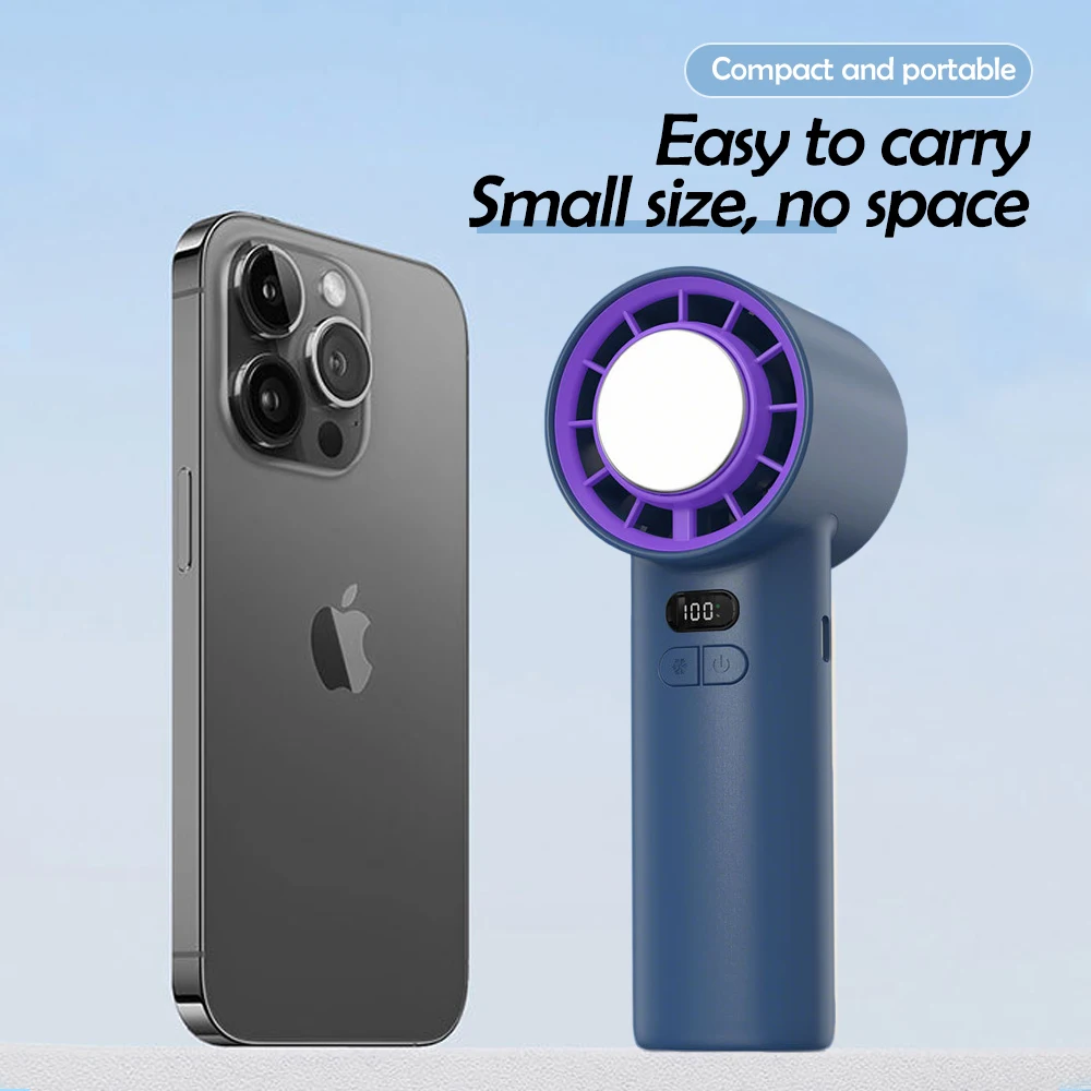 Handheld Portable Turbo Fan with Cooling Function Power Display 4000mAh Type-C Rechargeable Outdoor Cooling High-speed Mini Fan