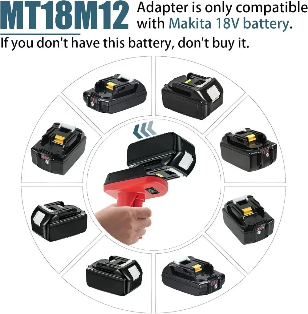 Battery Adapter Converter for Makita 18V Li-Ion Battery Convert to for Milwaukee 12V Cordless Power Tools Drill MT18M12