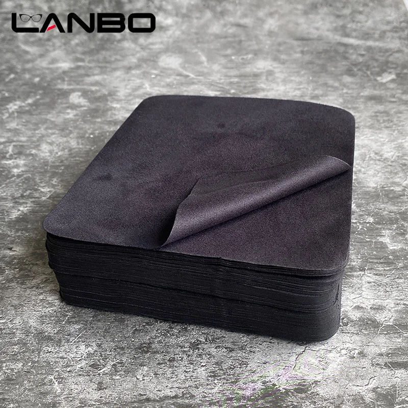 LANBO 100 sztuk 145*175mm zamszowy środek do czyszczenia okularów ściereczka do czyszczenia okularów z mikrofibry do obiektywu ekran telefonu zamszowe chusteczki do czyszczenia