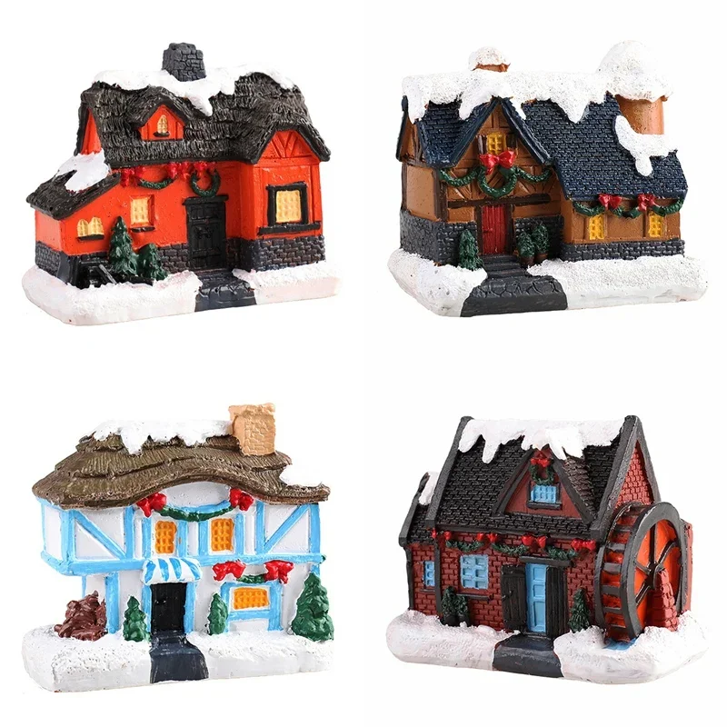 سطوع LED تضيء مشهد منزل القرية الصغيرة زينة عيد الميلاد ديكور عيد الميلاد منزل عيد الميلاد