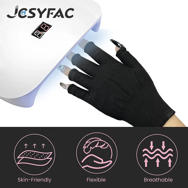 1 paar LED-lamp Nageldroger Anti-UV Zwarte dunne nagelhandschoenen Anti-zwarte UV-gelschildhandschoen Vingerloze manicure Nail Art Tools
