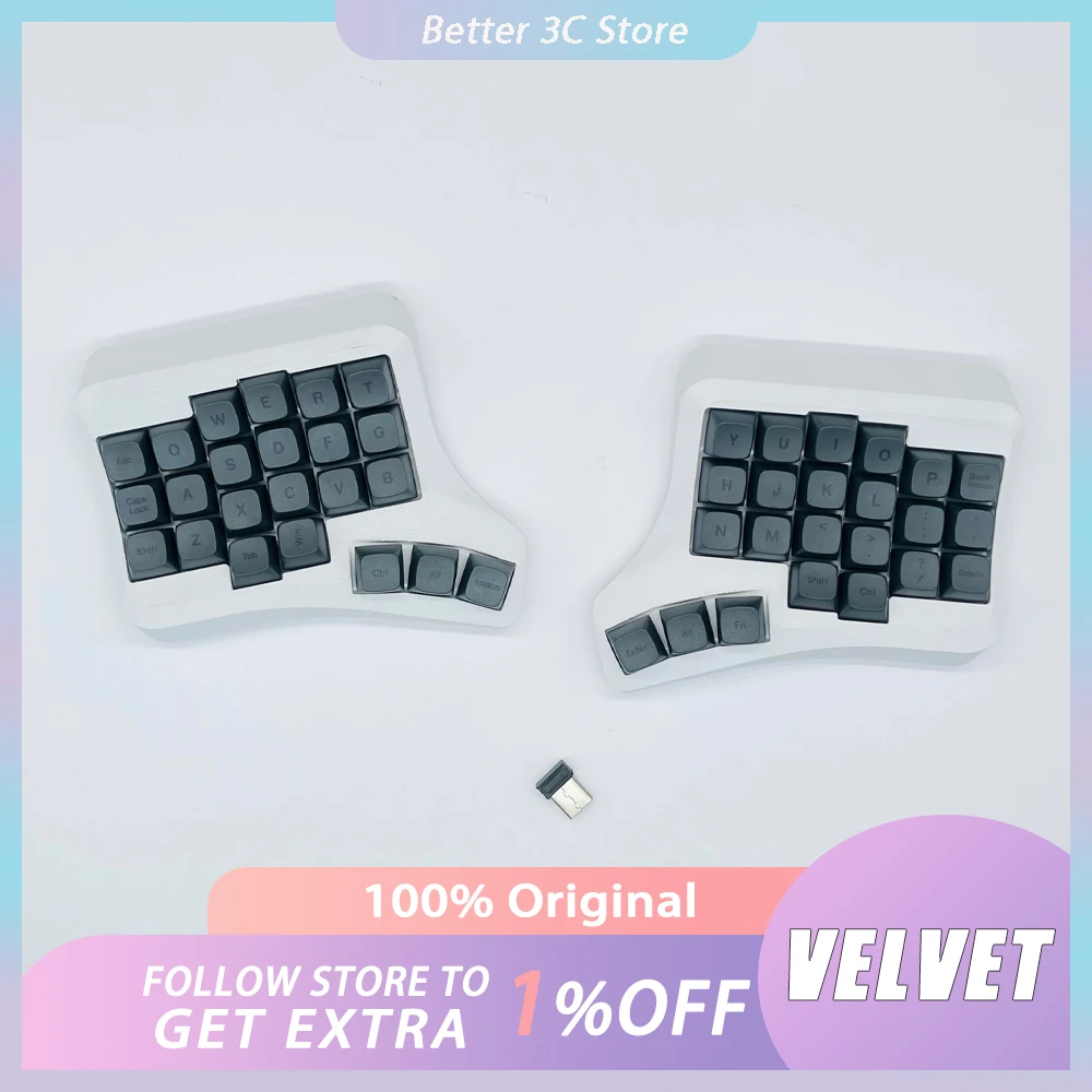 

Эргономичная механическая клавиатура VELVET с разрезом, 46, клавиша, 2,4G, беспроводная поддержка горячей замены, аксессуары для ПК, геймеров на заказ