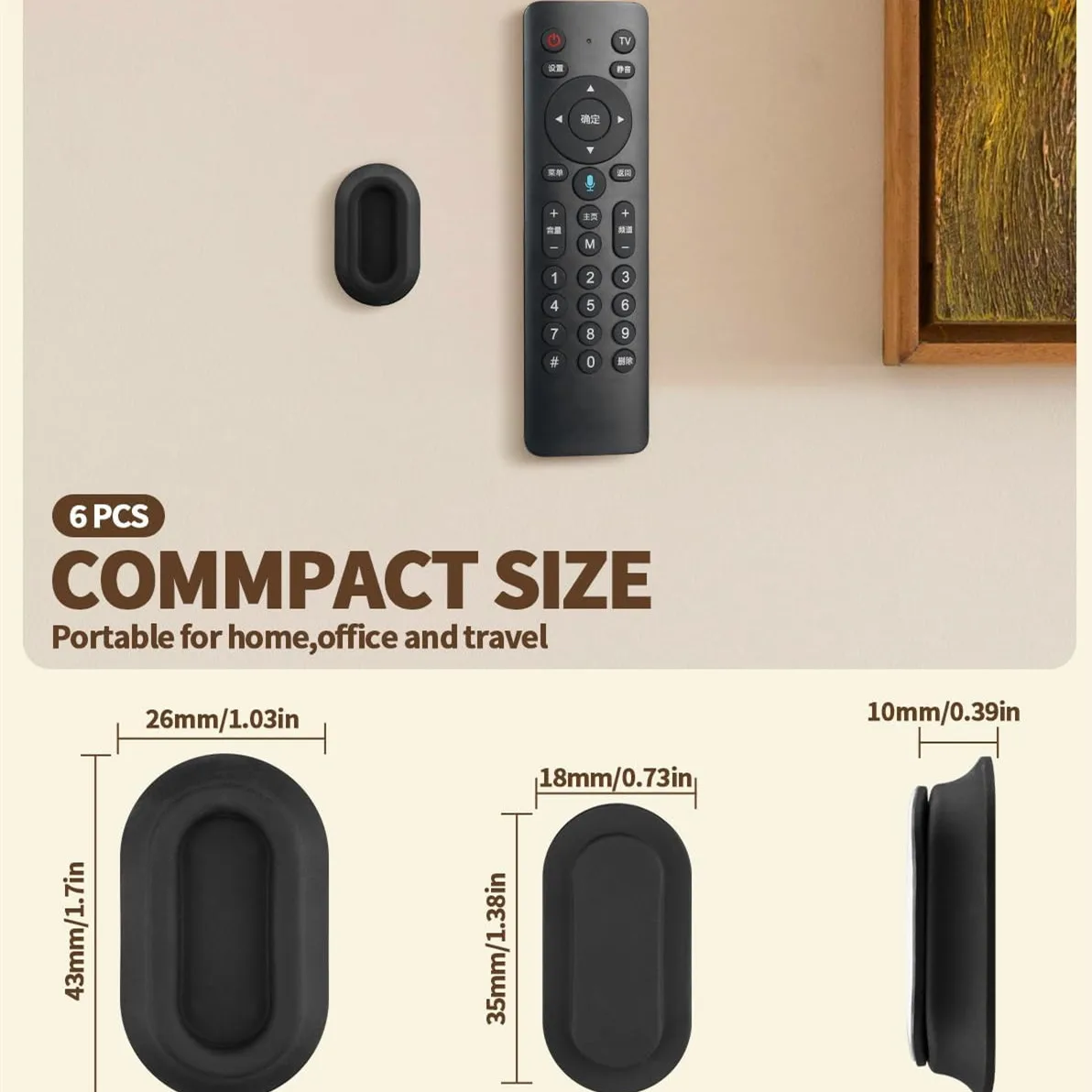 6pack Magnetic Remote Control Bracket, Self-Adhesive Wall Mounted Storage Bracket for Remote Controls, Household Goods Storage