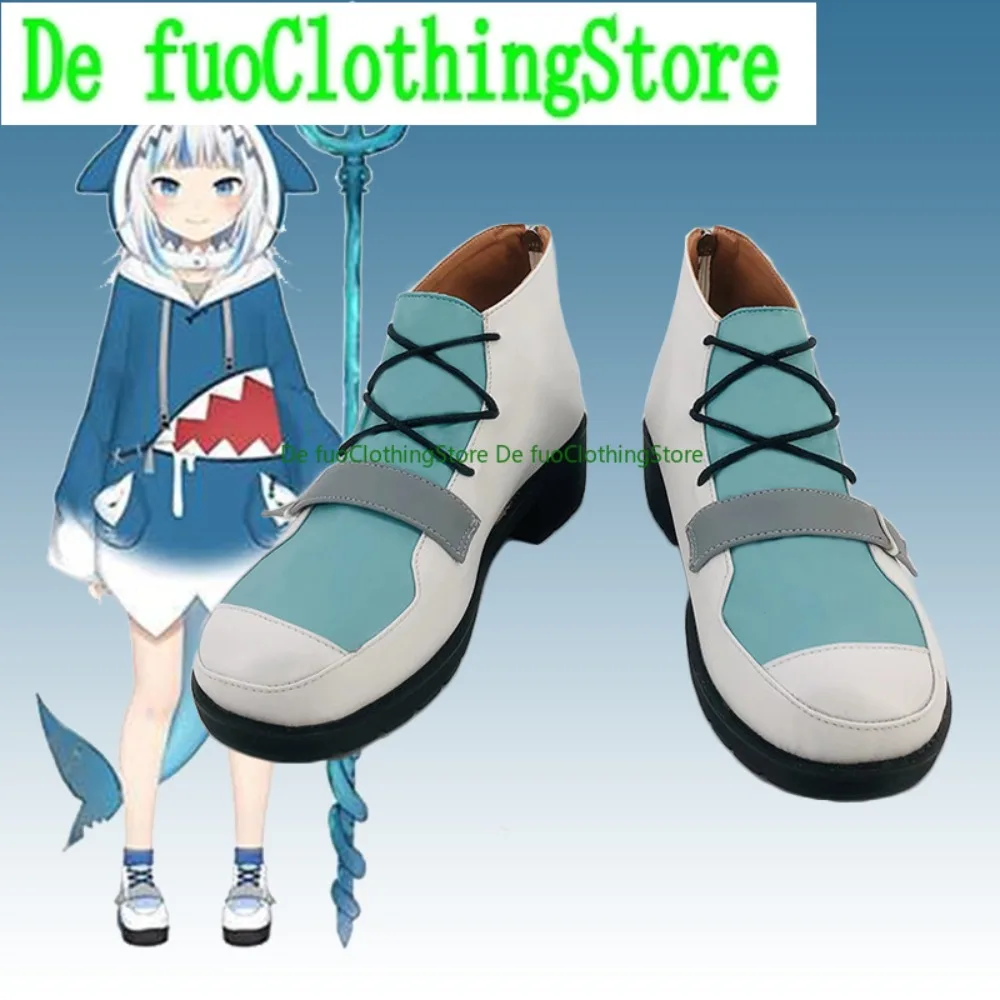 Defuo Hololive Gawr Gura Shark Cosplay Shoes Anime Shoes Anime Game Role-playing Shoes And Boots Halloween Party