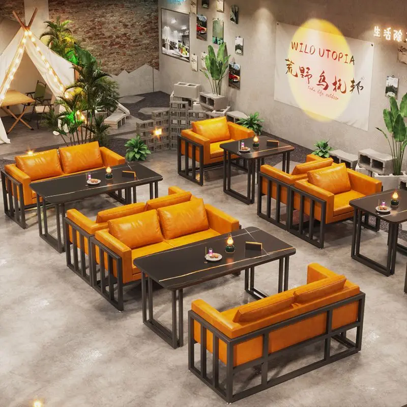 U-shaped Booth Sofa Bar Table And Chair Catering Ktv Sofa Restaurant Industrial Style Barbecue Shop Hot Pot Shop Commercial Rest