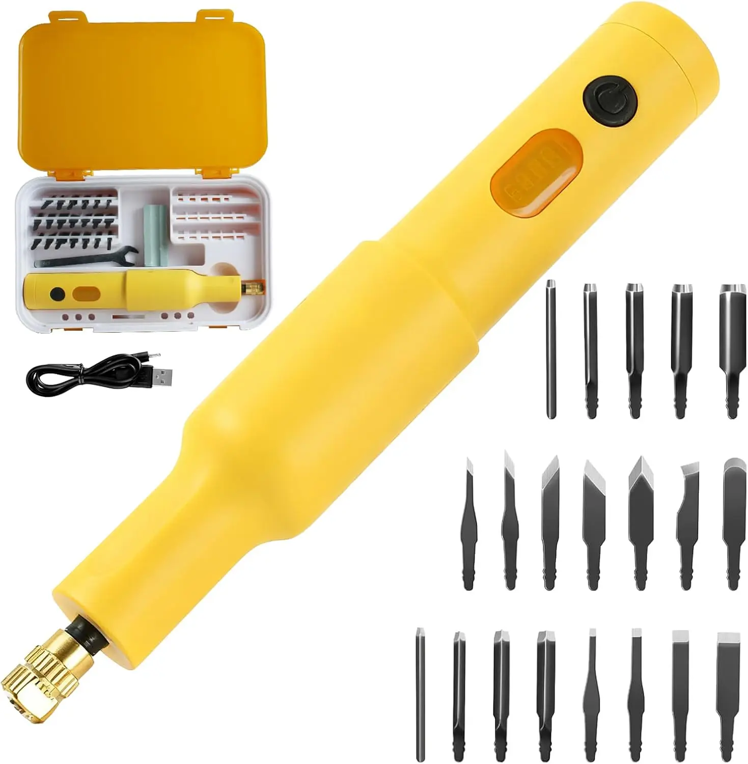 

Electric Wood Chisel Carving Tool Electric Woodworking Carving Chisel Tools with 20 Blades Wood Sculpting DIY Woodcraft Tool