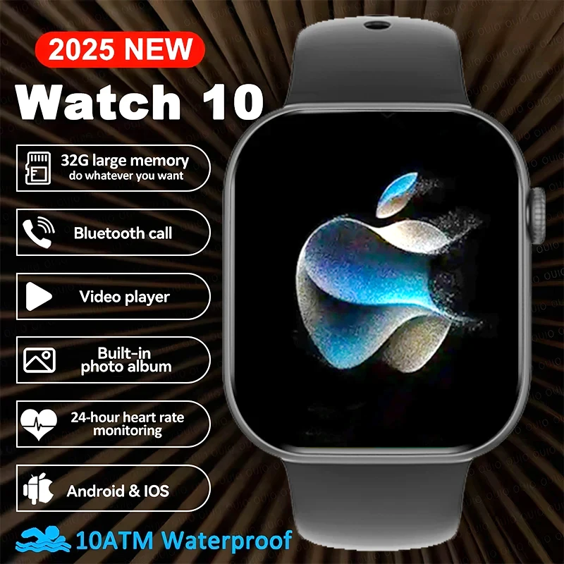 

New Original For Apple Watch 10 Smart Watch 32GB Memory Music HD AMOLED NFC Compass Bluetooth Call Waterproof Smartwatch Woman