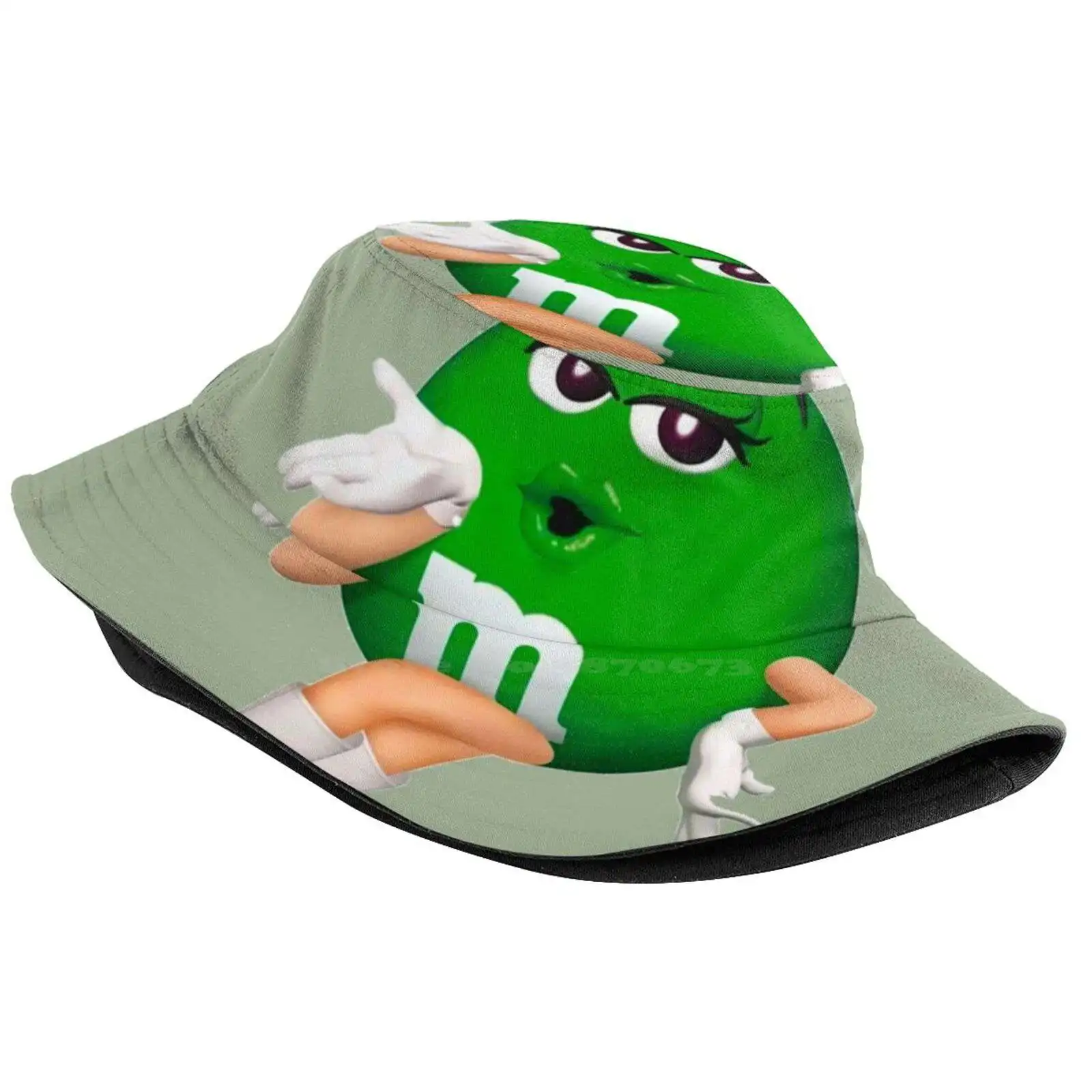 Green M&M Character Sun Cap Fisherman Hat Bucket Hats M And M Green M M M M Characters Kiss Cheeky Sexy M M Cartoon