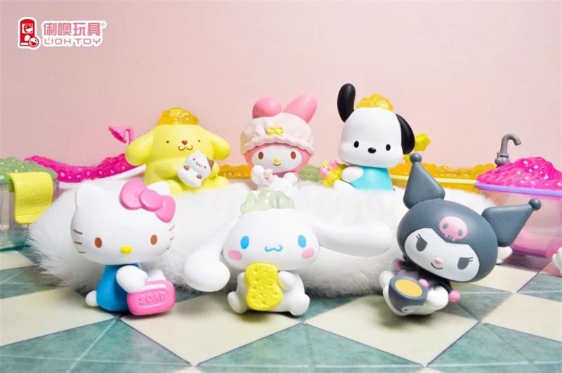 Original Sanrio Bad Serie Bubble Party Blind Box Kuromi Mymelody Kitty Cinnamorol Bad handgemachte Ornamente Überraschung geschenk