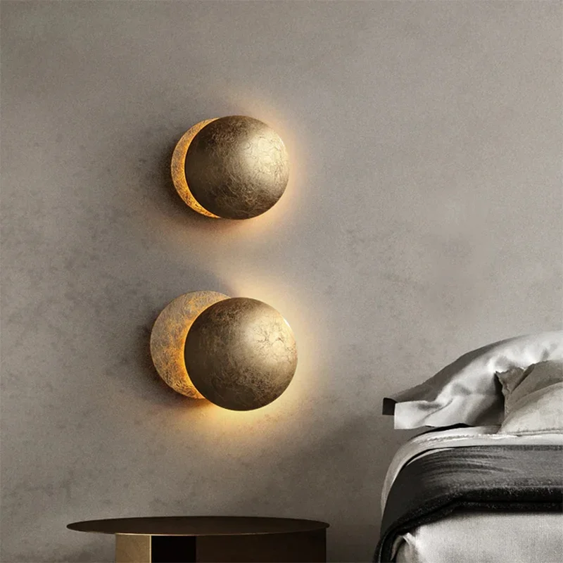 Imagem -03 - Lua Concept Solar Eclipse Lâmpada de Parede para Quarto Decoração Vintage Luzes Led Arandelas Luminária Corredor Escadas Estudo Quarto Cabeceira