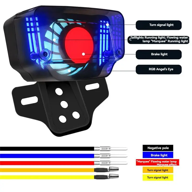 A65P-Universal 12V Motorcycle LED Brake Tail Light Signal Lights LED Integrated Tail Light With License Plate Bracket
