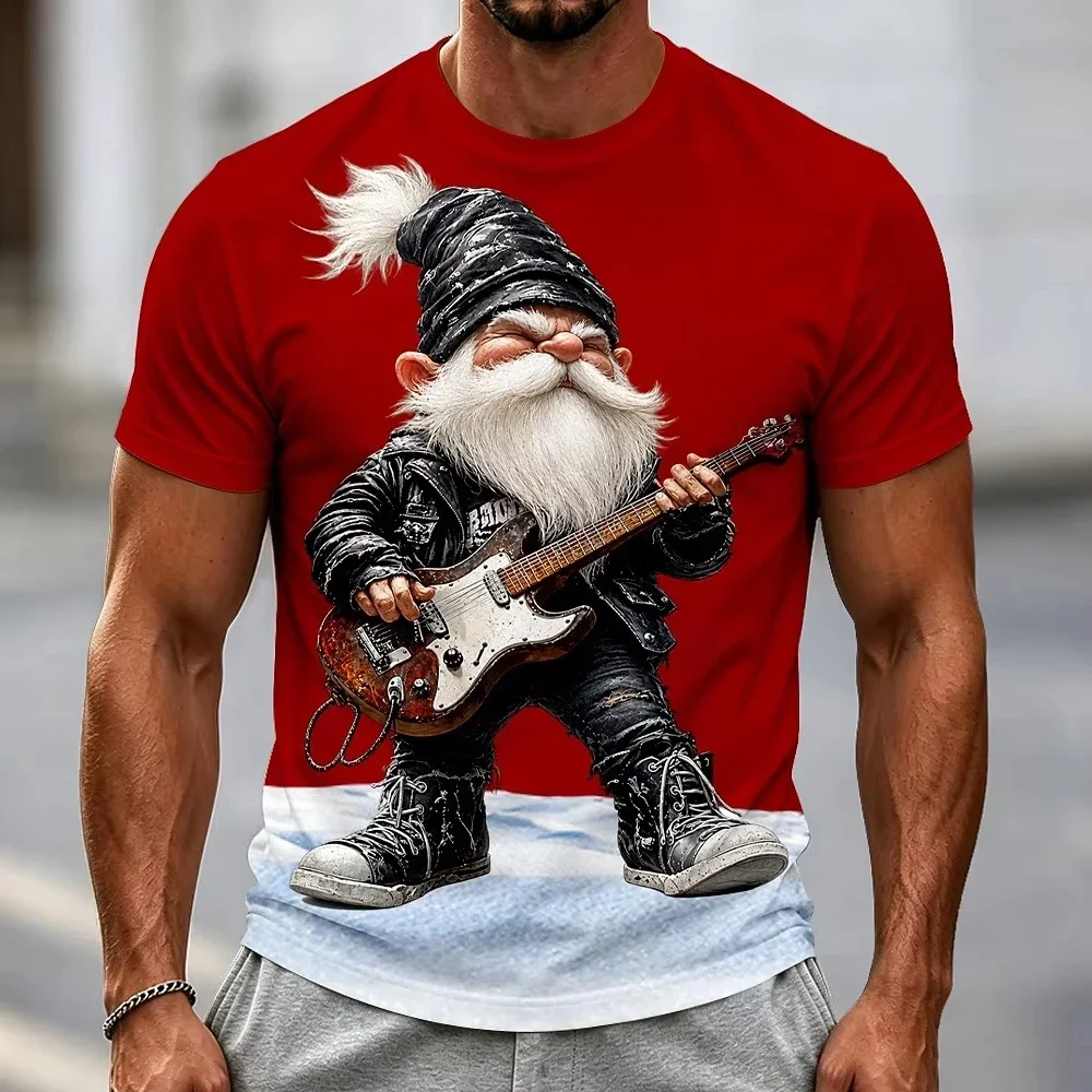 Men's Santa Claus Funny Printed T Shirt Short Sleeve Tees Y2k Tops 3D Print O-Neck Fashion Summer Casual Men's Clothing Tshirts