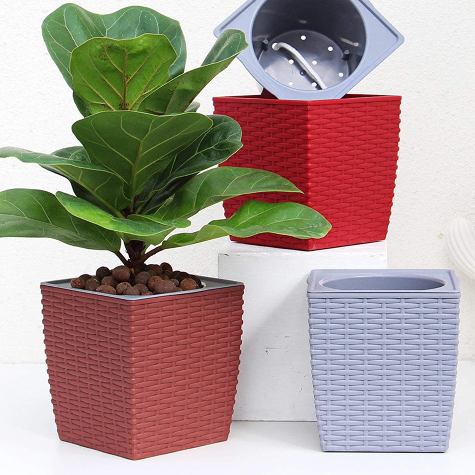 Automatic Water-absorbing Flower Pot Corrosion-resistant Durable Flower Pot for Plant Roots Breathing and Draining Better