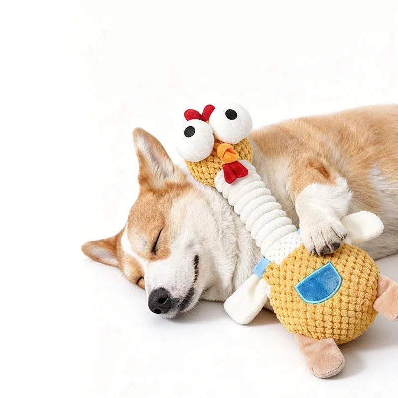 Langlebiges Quietschendes Hühner-Hundespielzeug für Zahnung, Interaktives Bissfestes Haustierspielzeug für Welpen Kleine Mittelgroße Hunde, Angstlinderung