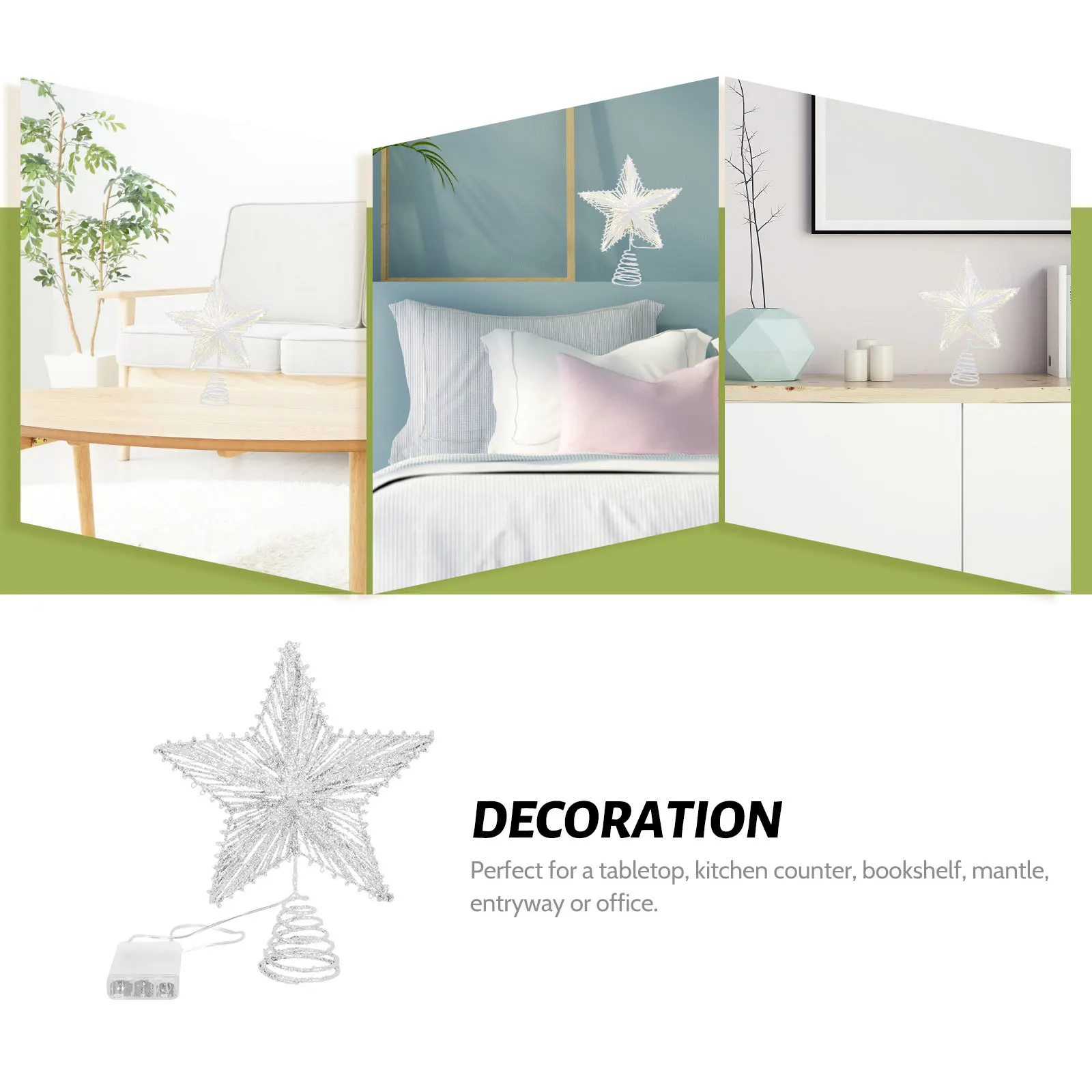 

1Pcs Xmas Tree Star Plastic Pentagram Light String Christmas Treetop Star Decoration Ornament Tree Decor with Light String