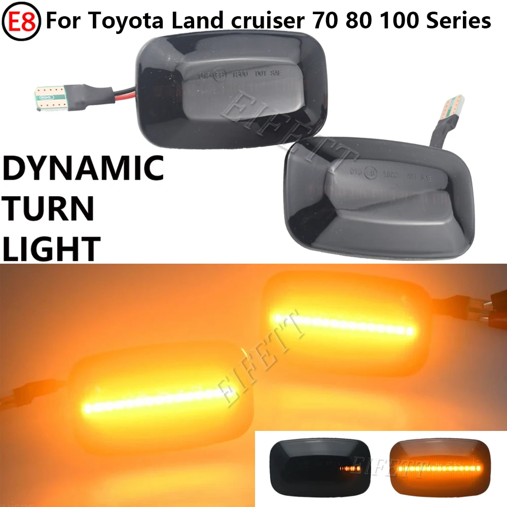 2X Durable Flowing Turn Signal Light For Toyota Landcruiser 70 80 100 Series Side Repeater Dynamic LED Side Marker Fender Lights