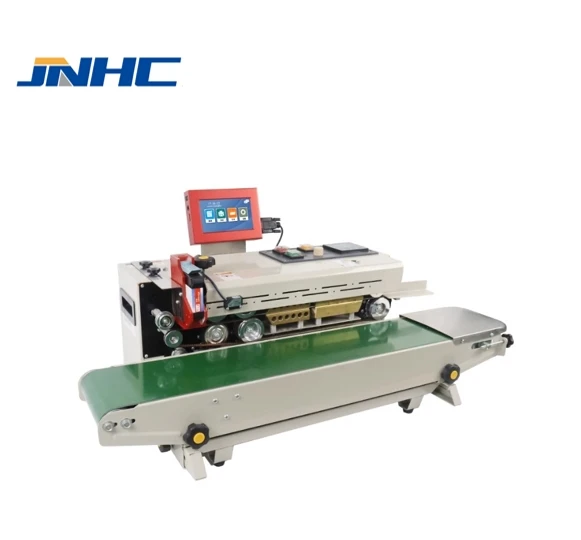 T110K Plastic Bag Band Sealer Expiry Date Qr Coding Continuous Sealing Machine with Inkjet Printer