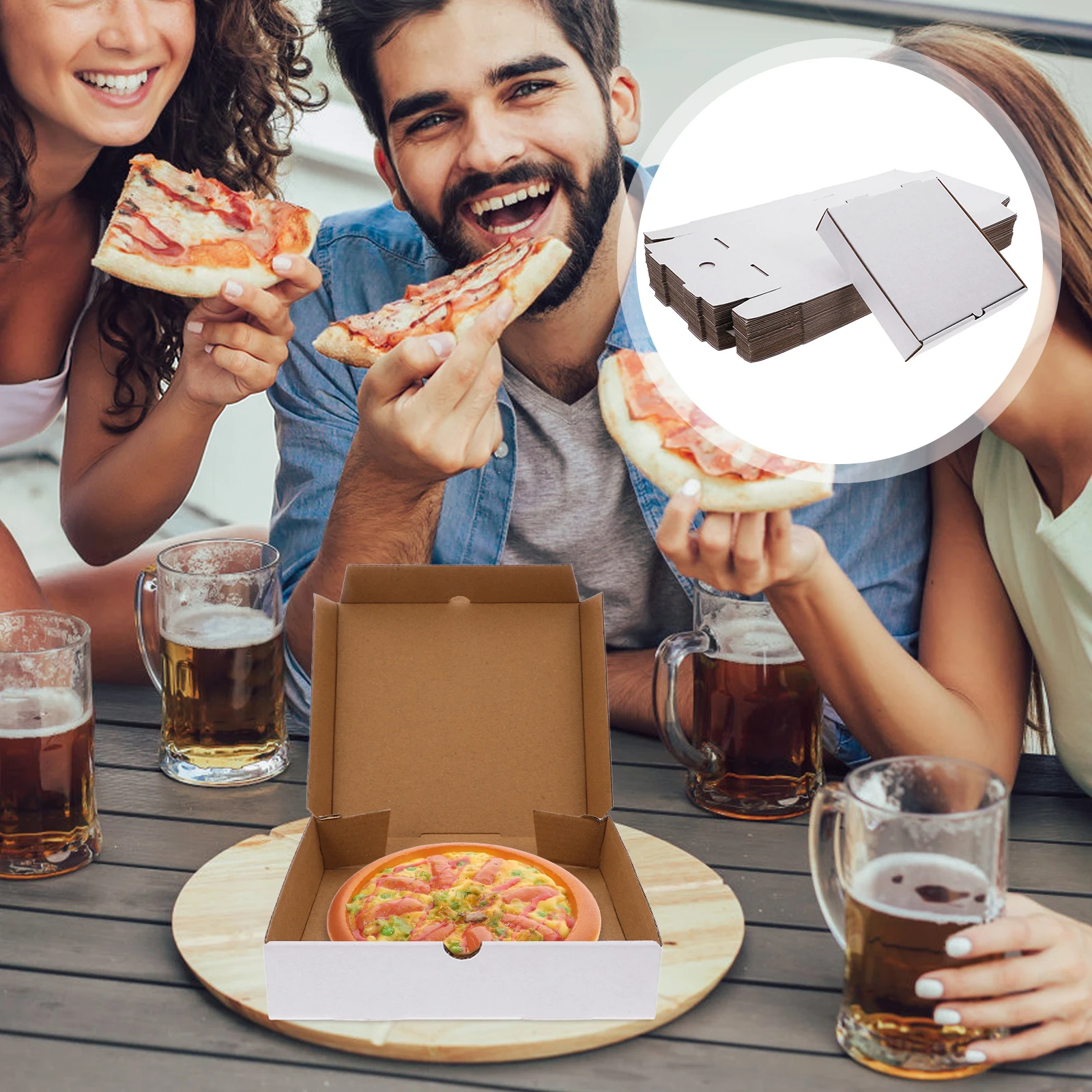 

30pcs Kraft Corrugated Pizza Boxes Food Storage Takeaway Mailing Shipping Boxes For Cookies 7 Inch Reusable