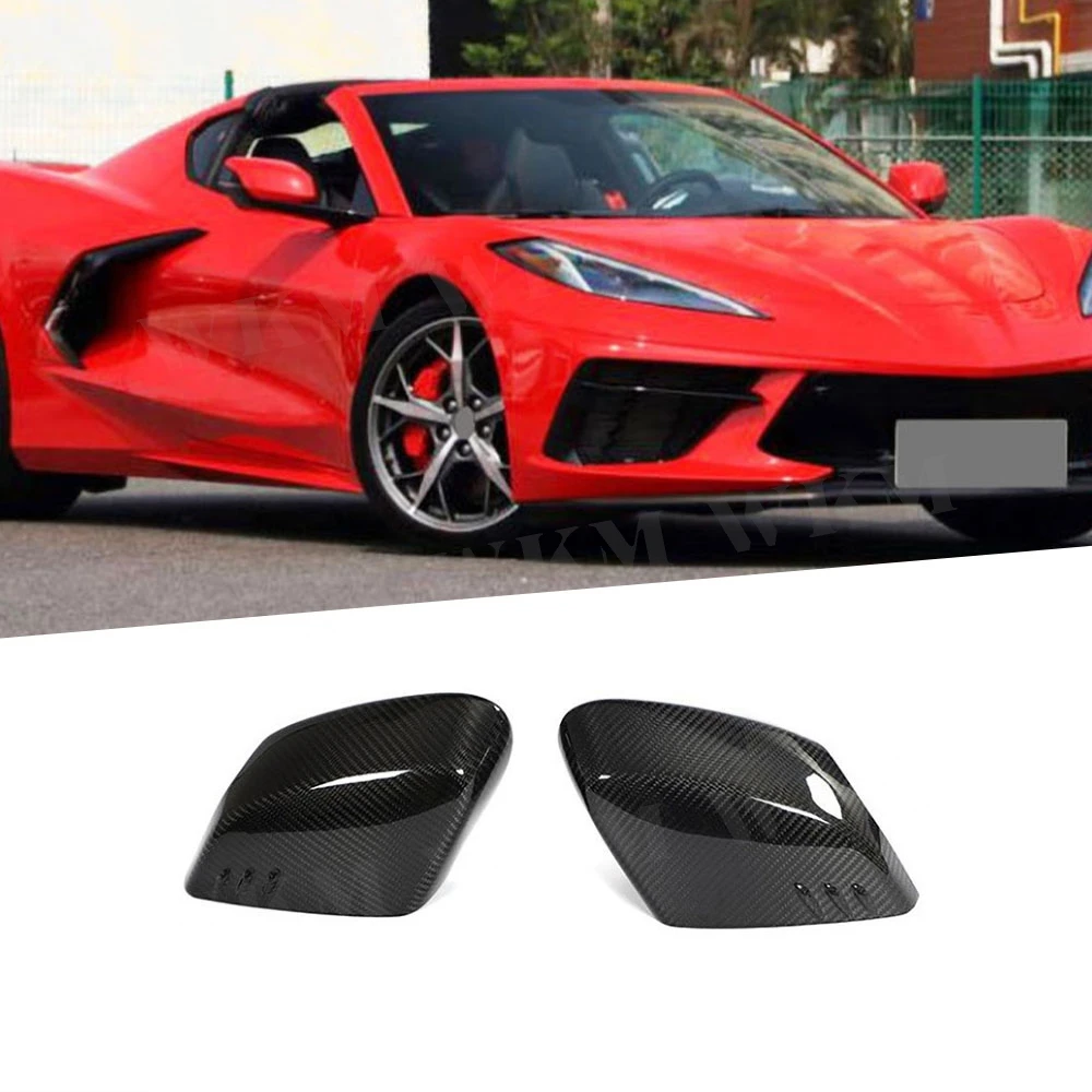 

Накладки на боковые зеркала заднего вида из сухого карбона для Chevrolet Corvette C8 2020-2021, комплект для кузова, самоклеящиеся аксессуары