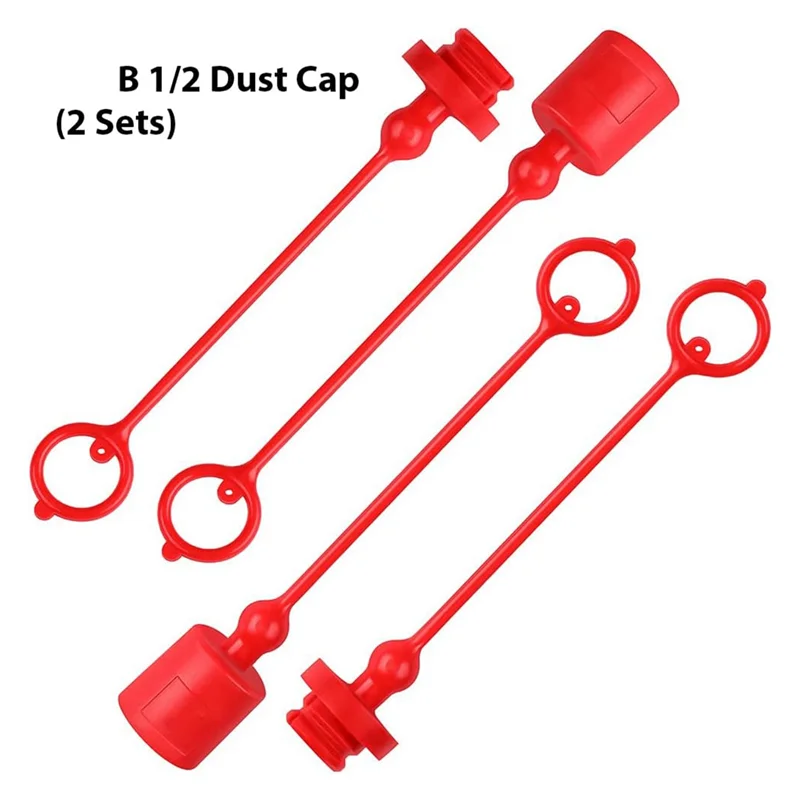 ISO-B 1/2 Hydraulic Quick Coupler Male Dust Cap and Female Plug Cover, Fits Hydraulic Quick Disconnects Coupler